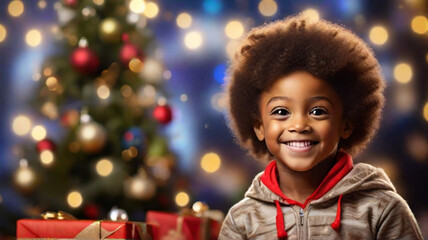 Fototapeta na wymiar portrait of a child with Christmas tree