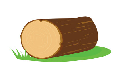 Wooden log on a green clearing.