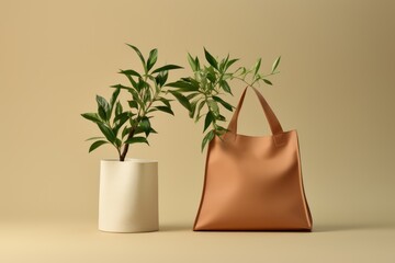 A bag with a plant on it and a plant on the side