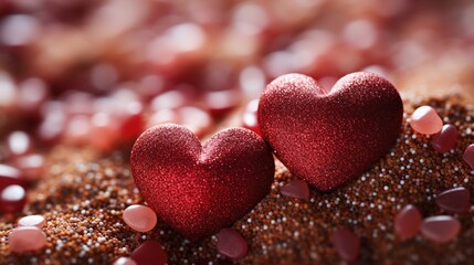 Obraz premium Shining and Glittering valentine heart _Sprinkled Sand AI 