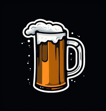 saint patrick's day, logo of a beer mug in sketch style on black background
