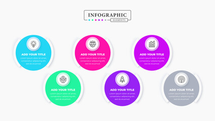 Vector creative circle infographic presentation template with 6 steps or options