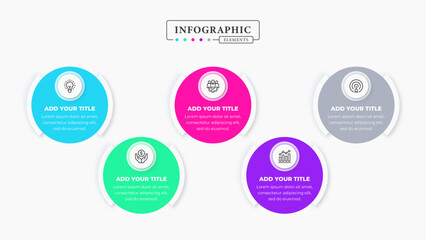 Vector modern business circle infographic elements with 5 steps or options