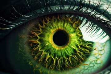 Human green eye retina supermacro closeup background