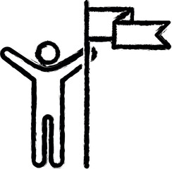 man with a flag icon grunge style vector