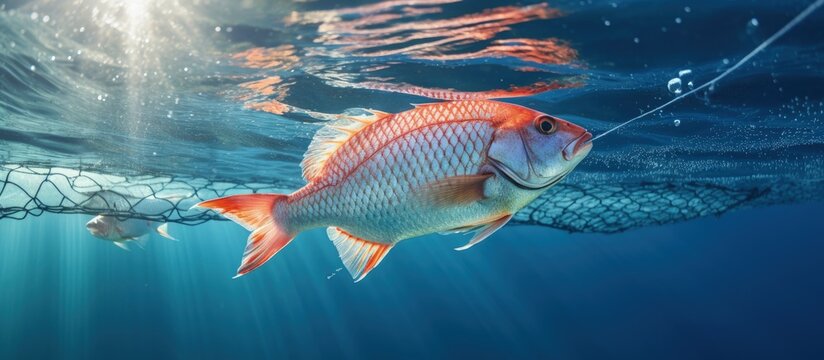 Overfishing threatens fish in the sea copy space image