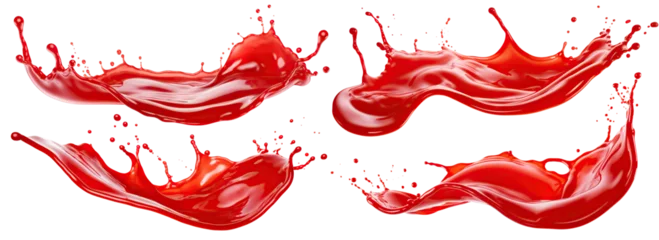 Fotobehang Set of tomato ketchup splashes, cut out © Yeti Studio