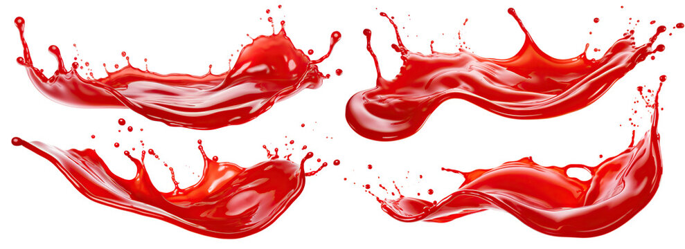 Set of tomato ketchup splashes, cut out