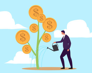 Investment growth boosting profit earning, increase market return or boost growth, growing fast, startup launch project or improvement concept