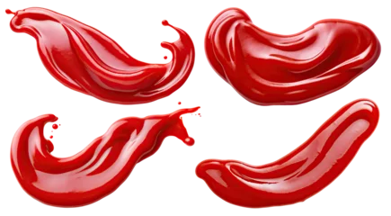 Fotobehang Set of tomato ketchup splashes, cut out © Yeti Studio