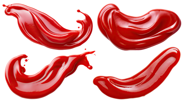 Set of tomato ketchup splashes, cut out