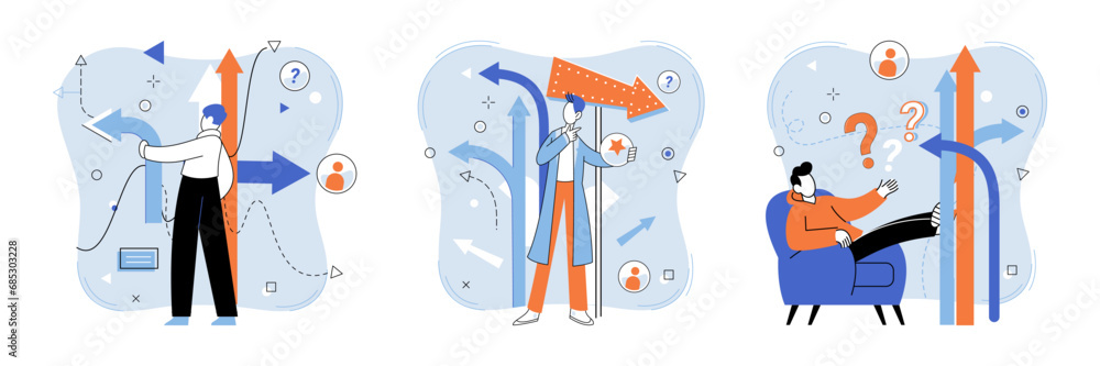 Poster business solution vector illustration. effective management and planning are essential for developin