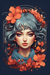 portrait of a girl with flowers