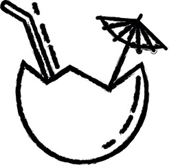 cocktail in coconut dusk style icon grunge style vector