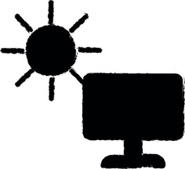 Solar panel icon grunge style vector