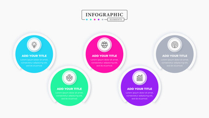 Vector creative circle infographic presentation template with 5 steps or options