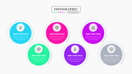 Creative vector circle infographic presentation template with six steps or options