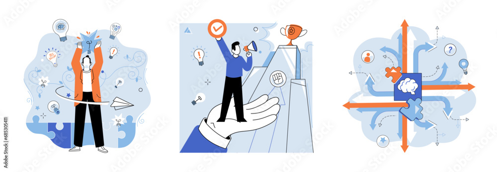 Poster business solution vector illustration. the resolution business difficulties requires decisive action