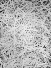 Close up of a pile of trimmed documents after shredding