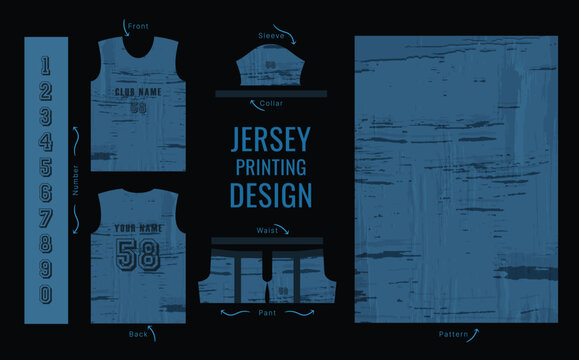 Abstract vector design for jersey printing. Background pattern for sports team jersey.