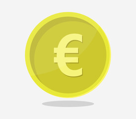 Obraz premium Vector illustration of a golden coin with the currency of the Euro
