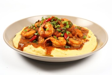 Cajun Shrimp and Grits - Icon on white background