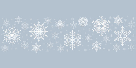 Naklejka na ściany i meble White Seamless Snowflake Pattern Isolated On Ice Grey Background