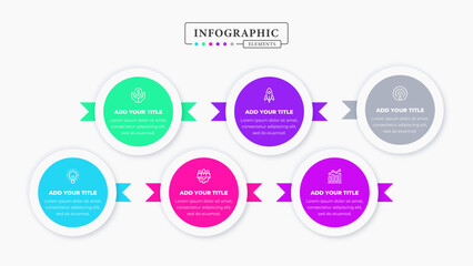 Vector creative business infographic presentation template with 6 steps or options
