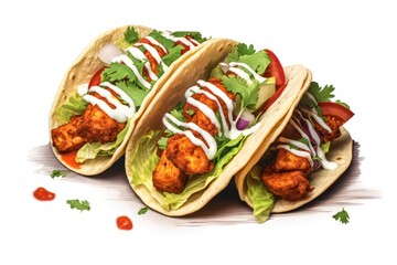 Buffalo Cauliflower Tacos - Icon on white background