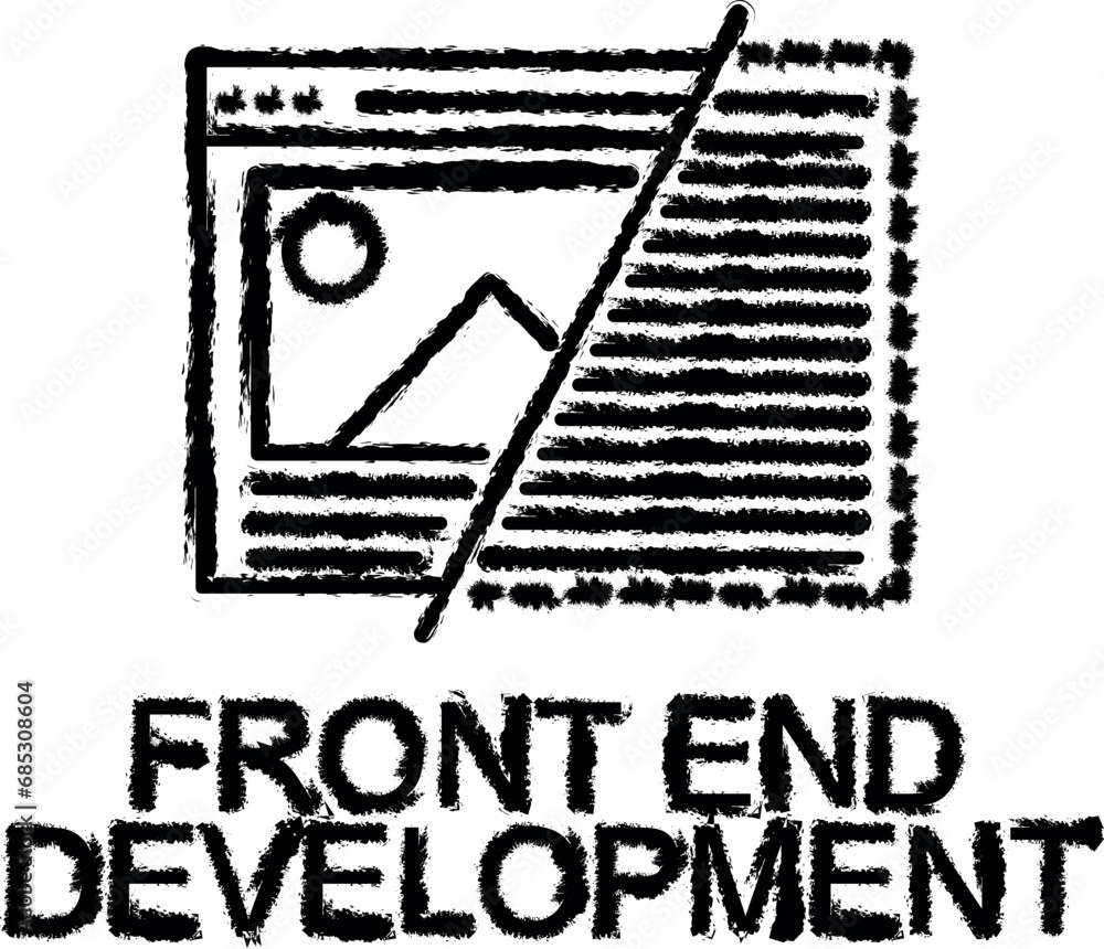 Poster front end development icon grunge style vector