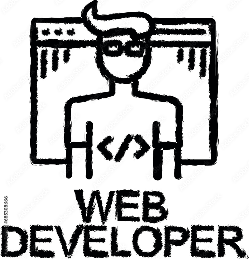 Poster web developer icon grunge style vector