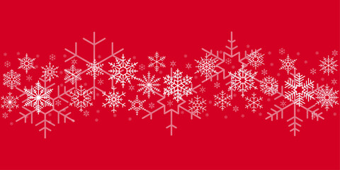 Naklejka na ściany i meble White Seamless Snowflake Pattern Isolated On Red Background
