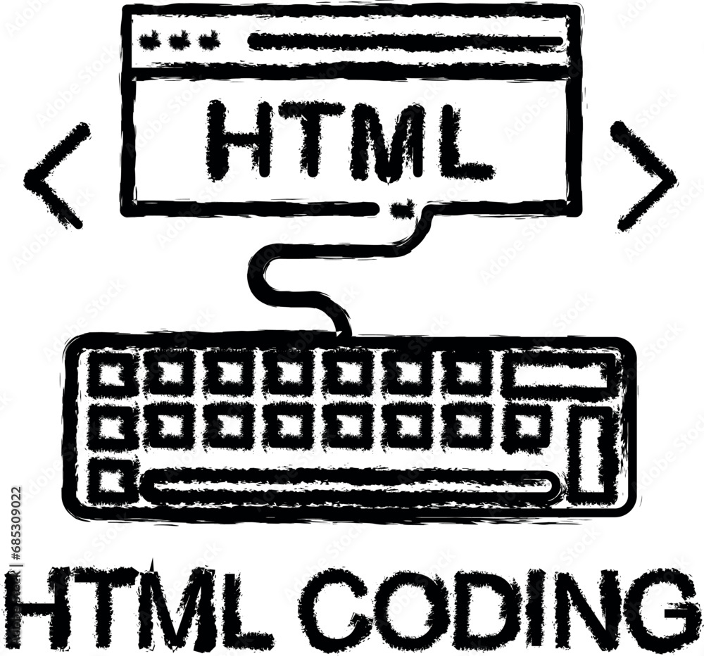 Poster html coding icon grunge style vector