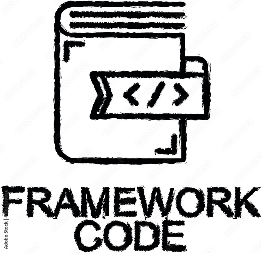 Aufkleber framework code icon grunge style vector
