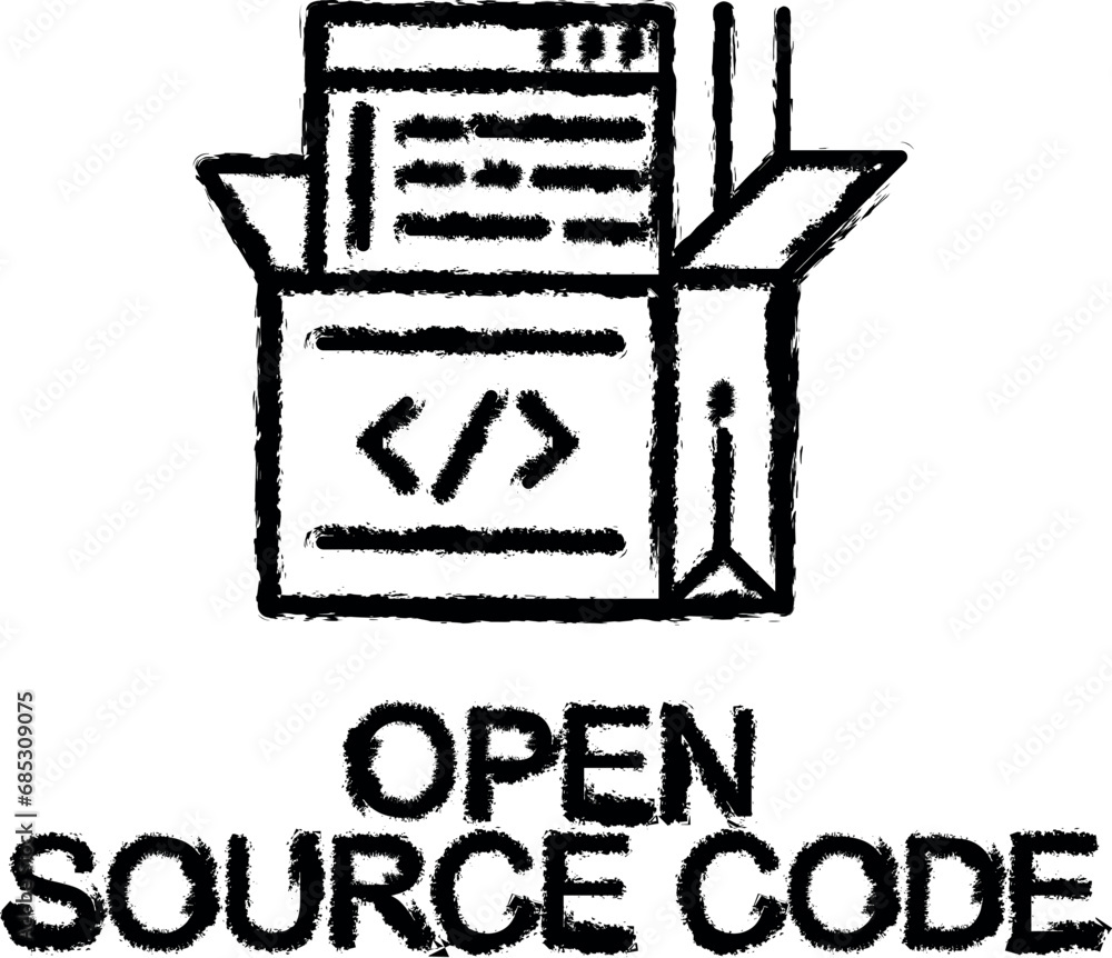 Poster open source code icon grunge style vector