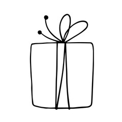 Linear sketch, gift coloring. Vector graphics.