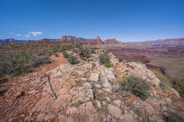 Obraz premium hiking the grandview trail in the grand canyon national park, arizona, usa