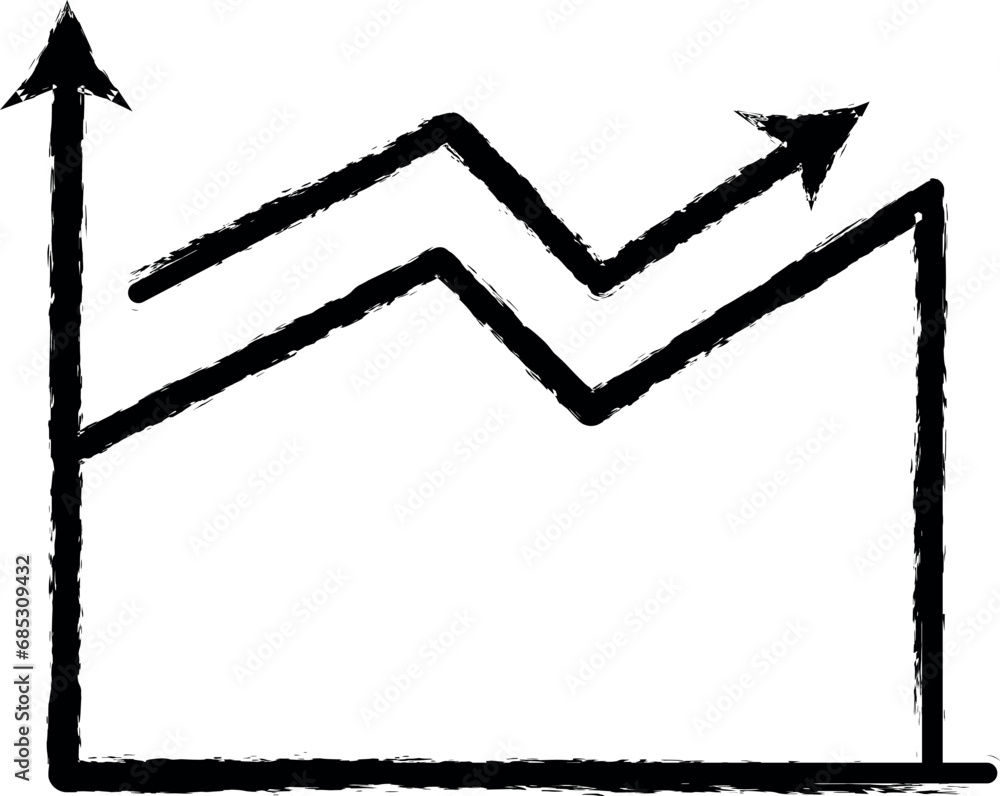 Poster line chart line icon grunge style vector