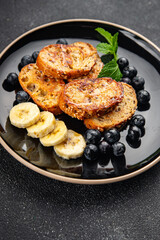 French toast sweet pancakes breakfast cooking meal food snack on the table copy space food background rustic top view