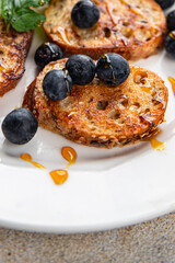 French toast sweet pancakes breakfast cooking meal food snack on the table copy space food background rustic top view