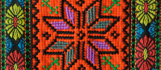 embroidery.Cross stitch pattern ethnic African,Indian pattern.Handmade,bright colors