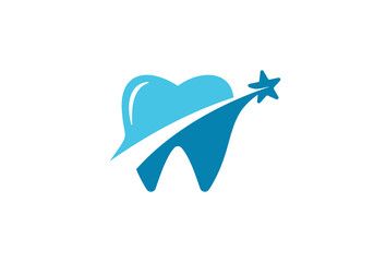 dental care logo. simple minimalist star tooth line inspiration vector design.