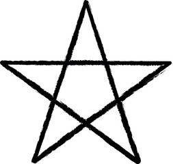 pentagram line icon grunge style vector