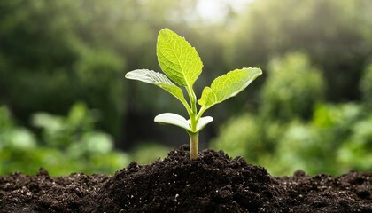 young sprout growing in the soil generative ai