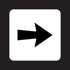 Right arrow icon vector. Next logo design. Move forward vector icon illustration in square isolated on black background