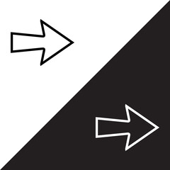 Right arrow icon vector. Next icon sign symbol in trendy flat style. Move forward vector icon illustration isolated on white and black background