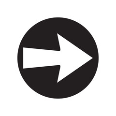 Right arrow icon vector. Next logo design. Move forward vector icon illustration in circle isolated on white background