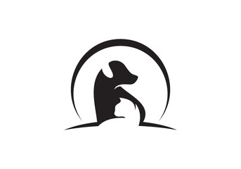 dog and cat logo design. pet care concept element symbol vector illustration.	