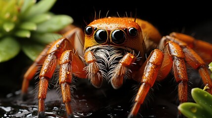 A close-up 3d illustration of an incredibly detailed colorful spider