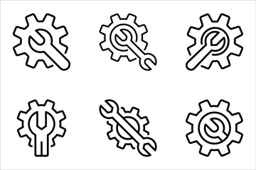 Customisation line icon set. Settings or editing sign. Repair symbol. Quality design element on white background